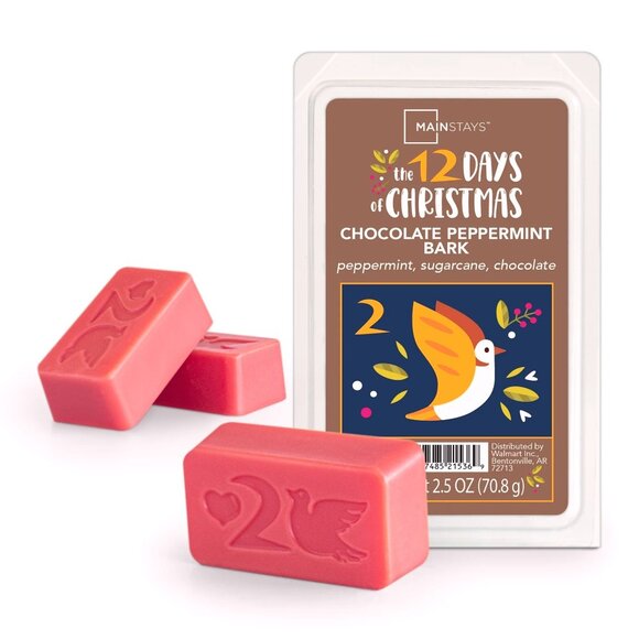Mainstays 2nd Day 12 Days Of Christmas Chocolate Peppermint Bark Wax Cubes NEW - Picture 4 of 5